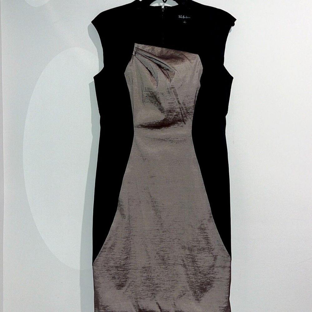 S.L. Fashions black gray dress. Size 8.